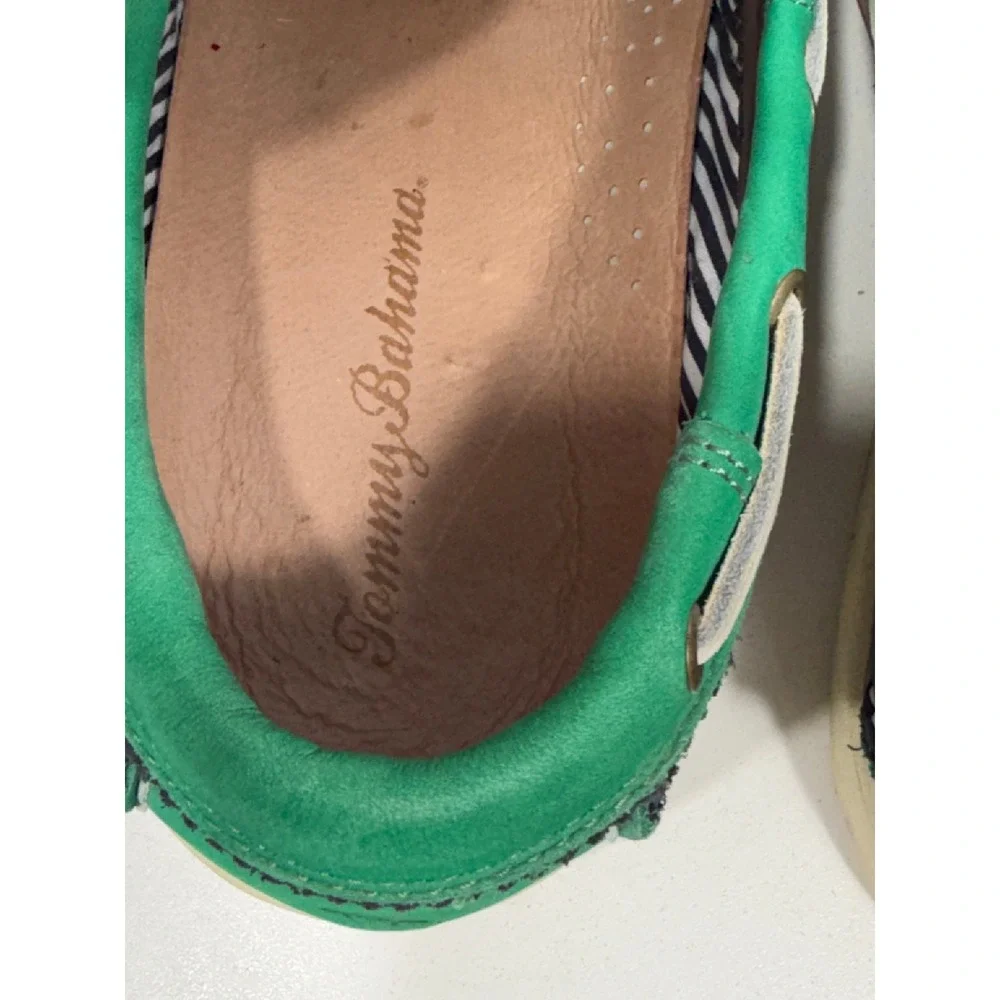 Tommy Bahama Arlington Mens 11M Navy Green‎ Leather Boat Shoes TFM00149-220